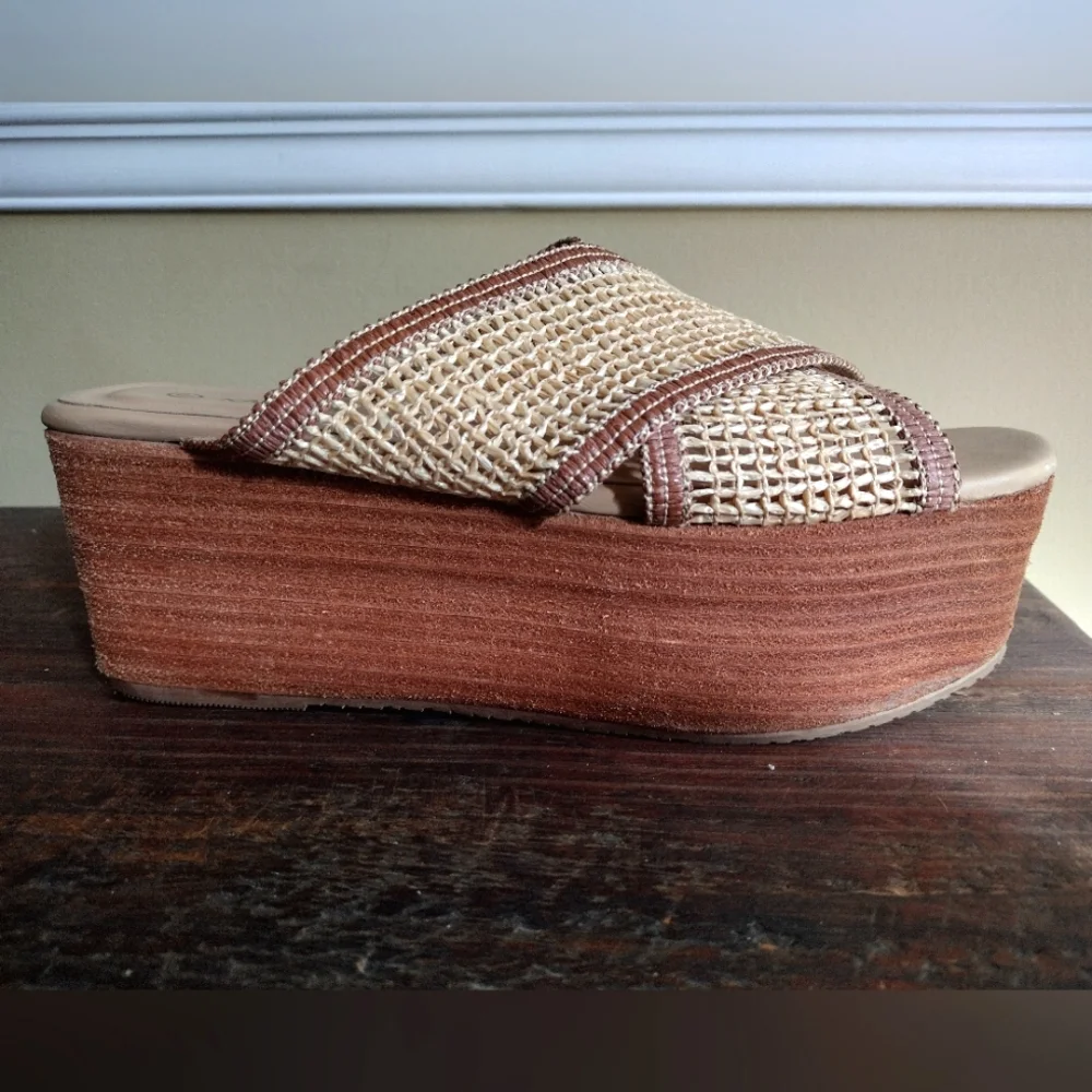 Kaanas Formentera Open Weave Platform Sandals Size 9 - Picture 2 of 7